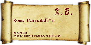 Koma Barnabás névjegykártya