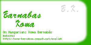 barnabas koma business card
