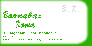 barnabas koma business card